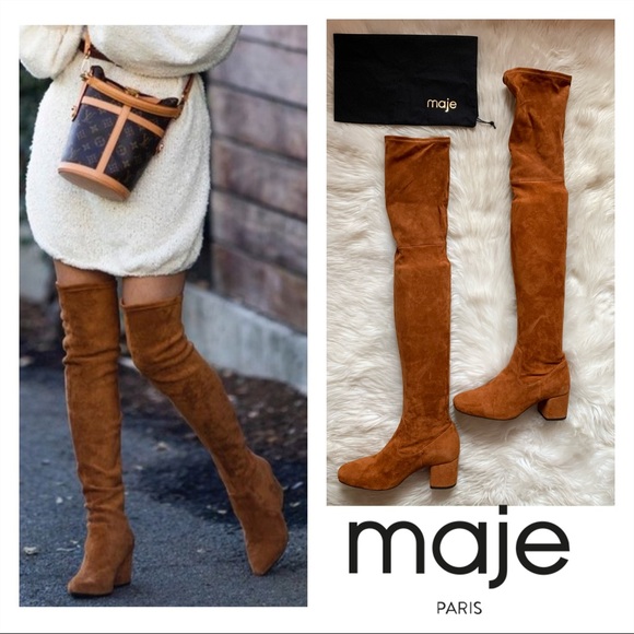 Maje Shoes - New! MAJE Fuisy Suede Over Knee Stretchy Boots